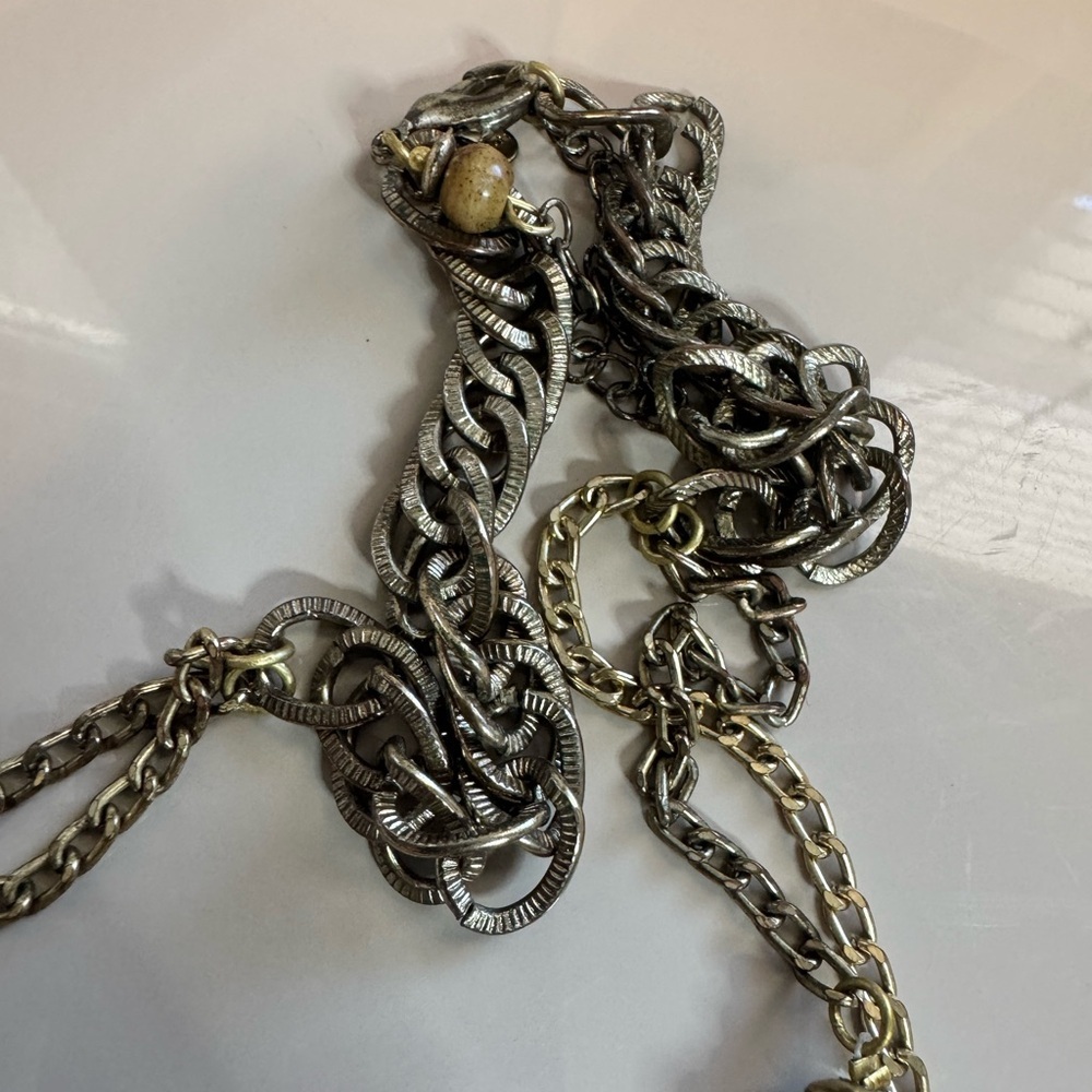 Carnelian Agate Brown and Gold Chunky Chico’s Natural Stone Necklace - Picture 10 of 12